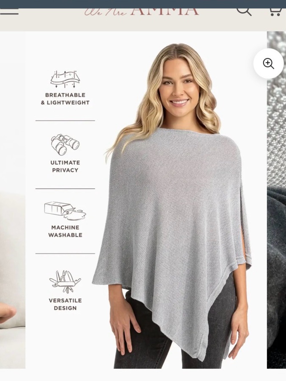 Light Gray Poncho for Nursing Mama's